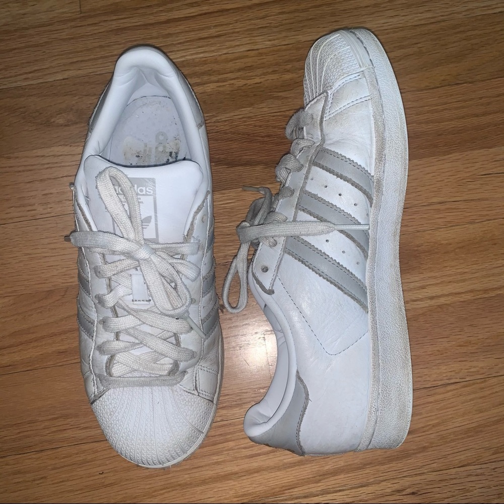 Adidas Superstar Sneakers with Gray Stripes